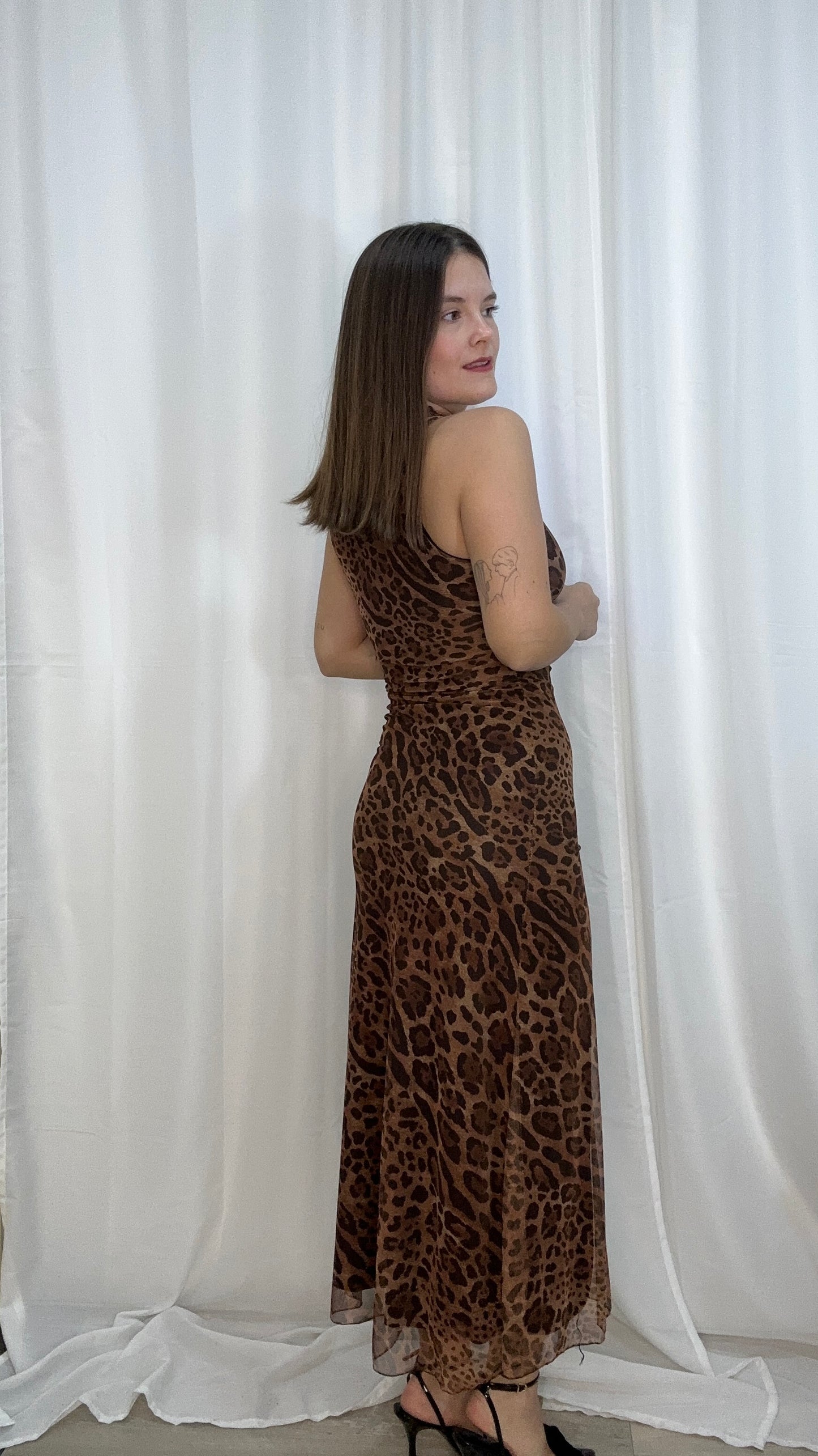 Vestido tull leopardo