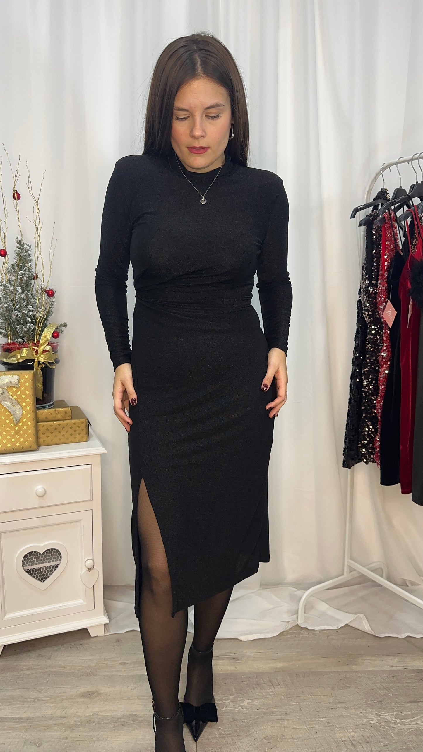 Vestido midi lurex