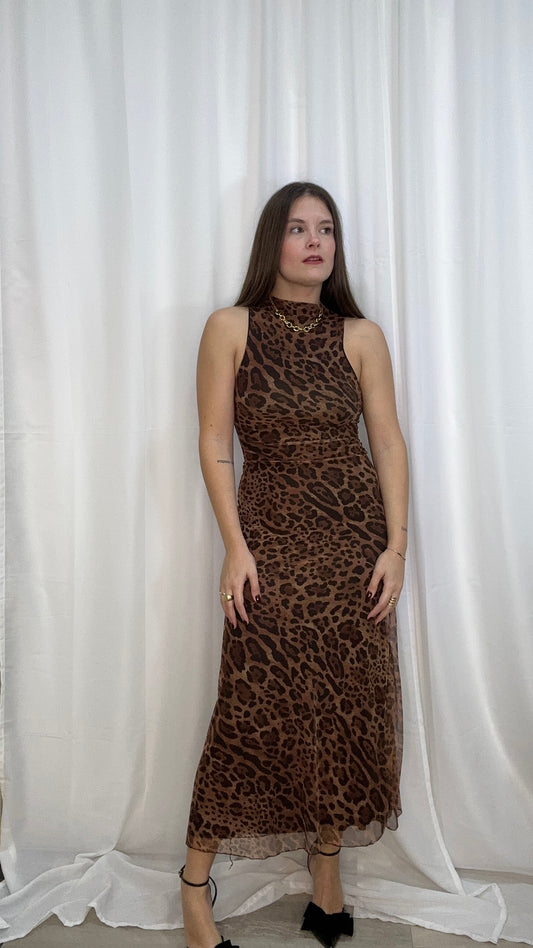 Vestido tull leopardo